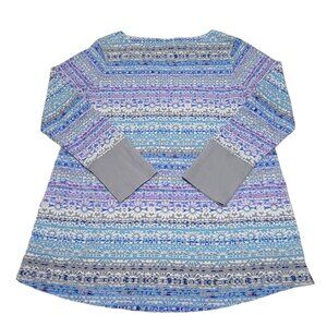J‎ Jill Womens Blue Geometric Pullover Sweater Knitted Long Sleeve Cotton Size M
